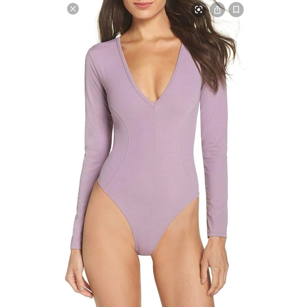 NWT Free People Deep V Bodysuit-S light pink